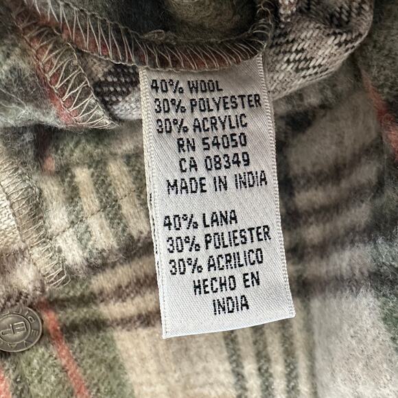 Evan Picone Shacket WMNS 14 Brown Wool Blend Plaid Flannel Button Up Coat Jacket - Picture 7 of 9